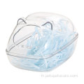 Récipient de sable toilettes en plastique transparent pour petit animal de compagnie